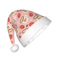 thumbnail image 2 of Salouo Floral Mugs And Strawberries for Christmas Hat for Kids Xmas Holiday Hat Santa Hat for Boys & Girls Festive Headwear Accessories Fit for Christmas/ New Year/Holiday/Party, 2 of 6
