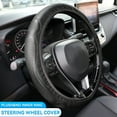 thumbnail image 4 of Leather Steering Wheel Cover Anti-Slip Black 14.5,15 inches Elastic Universal Fit for Cars,SUV,Truck, 4 of 6