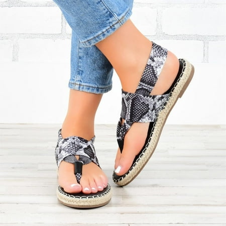 

absuyy Womens Flat Sandals- Casual Woven Plus Roman Summer Slide Sandals #95 Black