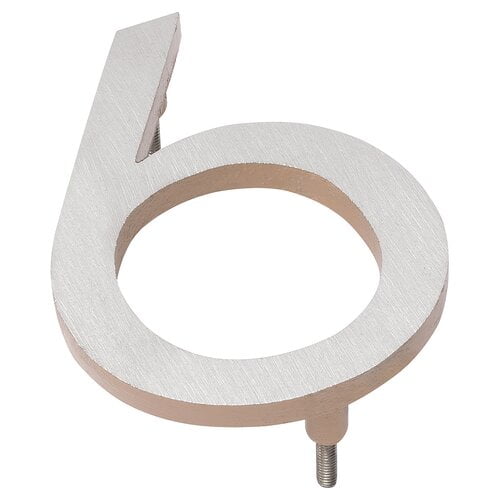 Montague Metal Products MHN-08-F-TE2-6 Solid Brushed Aluminum Modern Floating Address House Numbers, 8", Satin Nickel Powder Coated Antique Taupe Two-Tone Number 6