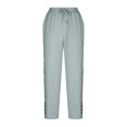 thumbnail image 4 of Leesechin Womens Wide Leg Linen Pants High Waisted Drawstring 100% Linen Flowy Crop Trousers with Pockets, 4 of 7