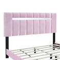 thumbnail image 3 of Adjustable Queen Bed Frame In Pink Velvet, Modern Vertical Channel Headboard, Strong Wood And Steel Support For Bedroom Furniture Velvet Bed, Fiber Foam Comfort, 3 of 4