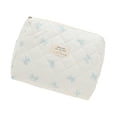 thumbnail image 4 of Unique Bargains 1 Piece Bow Quilting Makeup Bag with Smooth Zipper White, Blue, 4 of 5