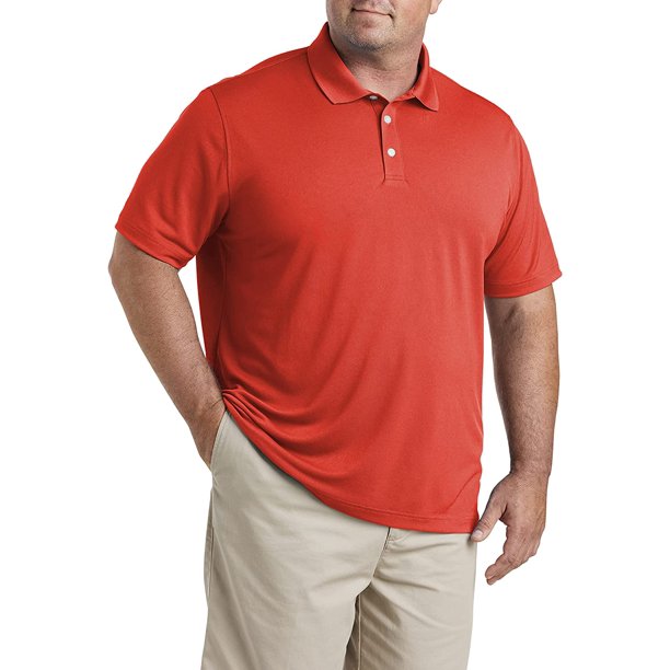 Big and Tall Essentials by DXL Men's Solid Golf Polo Shirt, Orange