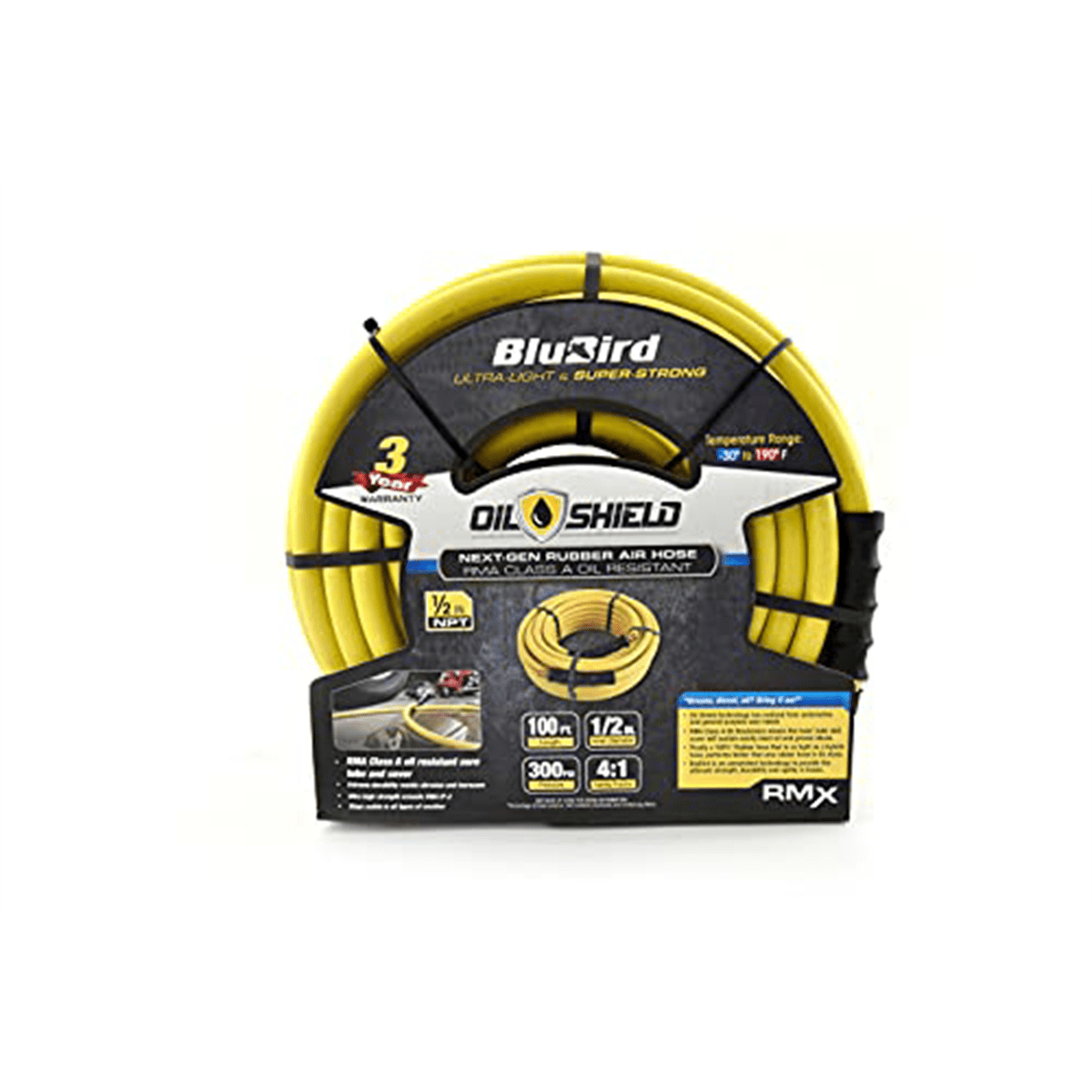 Blubird OS12100 1/2" x 100' Class A Rubber Air Hose - Range -50F to 200F