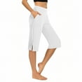 thumbnail image 1 of Womens Bermuda Long Shorts Summer Stretch Knee Length Capris Side Silt High Waisted Athletic Shorts with Pockets, 1 of 7