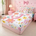 thumbnail image 2 of meiyoeat Cartoon Floral Alphabet Print Zipper Bedding Set For Girls,Flowers Blossom Monogram J Zipper Bedding Set For Kids,pink Reversible,4 Pieces, 2 of 7
