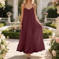 thumbnail image 5 of felwors Casual Dresses for Women Sleeveless Backless Cami Dress Spaghetti Strap Flowy Beach Summer Loose Vacation Maxi Sundress (Wine, XL), 5 of 7