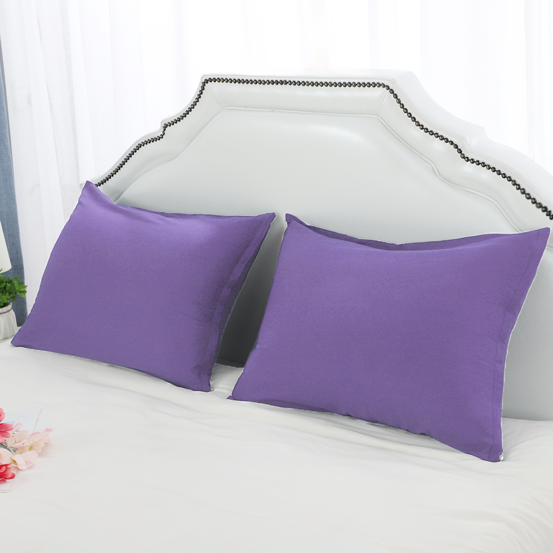 Zippered Cases Pillowcases Covers Egyptian Cotton 2Pack (20 x 26 Inch