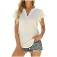 thumbnail image 1 of Moda Mujer Causal V-Cuello Blusa sólida Camiseta de manga corta Tops de verano Fridja  ghk4219, 1 of 9
