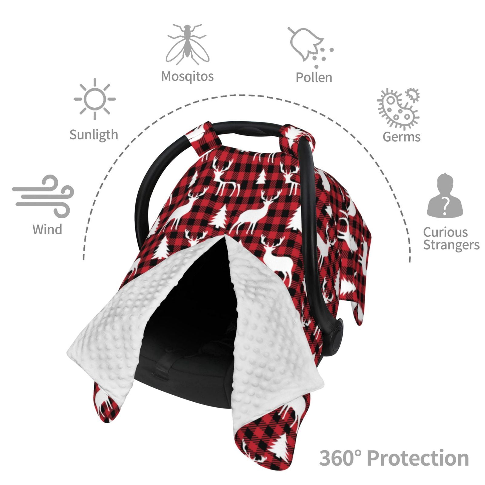 Car Seat Cover Baby - Christmas And New Year Breathable Infant Car Seat Cover for Baby Carseat, Lightweight Comfort Baby Essentials Must Haves Newborn Stuff for Girl Boy