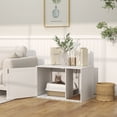 thumbnail image 2 of PawHut Cat Litter Box Enclosure with Rattan Door and Scratching Pad, White, 2 of 10