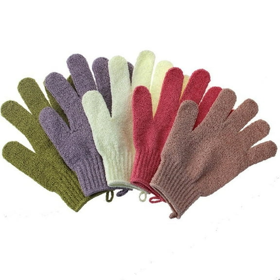 5 Pair Shower Bath Gloves Exfoliating Wash Skin Spa Massage Scrub Body Scrubber