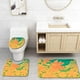 thumbnail image 1 of ABPHQTO Follaje de colores brillantes Juego de alfombras de baño de 3 piezas Alfombra de baño Alfombra de contorno y tapa de inodoro, 1 of 2