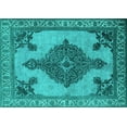 thumbnail image 1 of Ahgly Company Machine Washable Indoor Rectangle Oriental Turquoise Blue Industrial Area Rugs, 4' x 6', 1 of 4