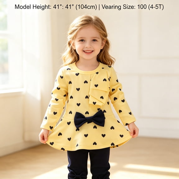 DAETIROS Toddler Girl Sets Soft Cotton Long Sleeve 2 Piece Outfit Crew Neck Cute Printend Loungewear for Kids