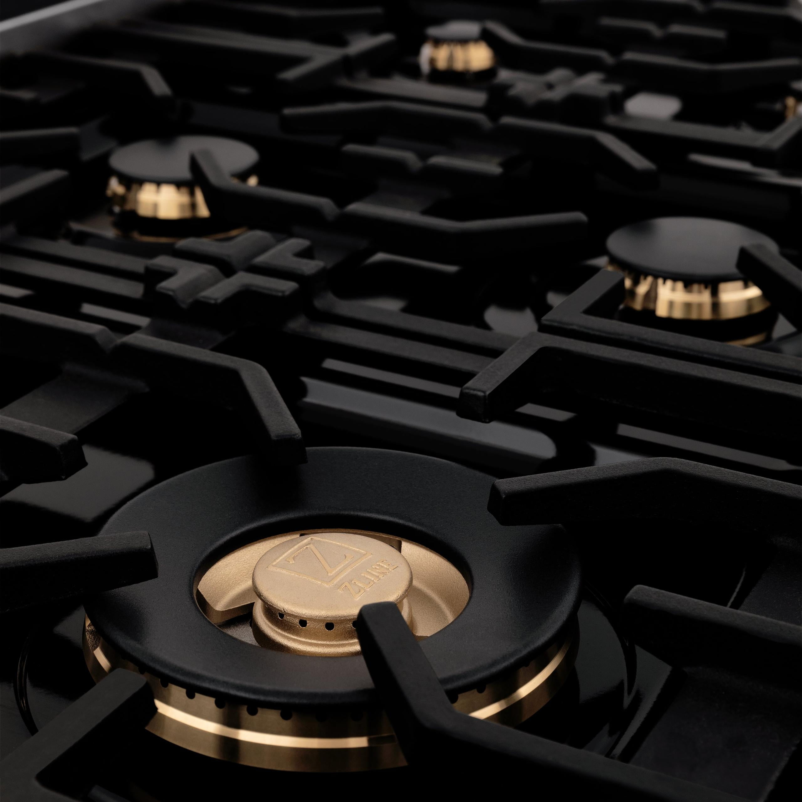 ZLINE 36 in. Autograph Edition Rangetop in DuraSnow Stainless Steel with Champagne Bronze Accents (RTSZ-36-CB)