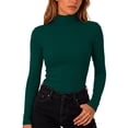 thumbnail image 6 of Perfectbot Women's Long Sleeve Tee Turtleneck Ribbed Knit Stretchable Top Fitted Basic Layering Shirt, 6 of 6