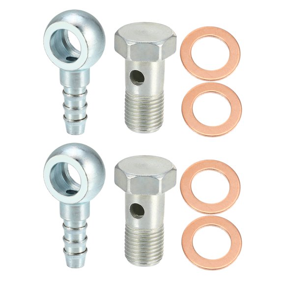 Unique Bargains 2 Set 10mm ID 7.5 mm OD M10x1.0 Car Banjo Hose Barb Bolt Fittings Universal Banjo Fitting with Washers