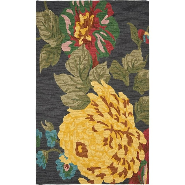 Safavieh Jardin 4' x 6' Multicolored Hand Tufted Wool Rug in Black
