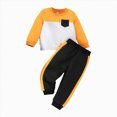 thumbnail image 6 of TOWED22 Toddler Baby Boy Fall Outfit Printed Sweatshirt Top Elastic Pants Set Cute 2pcs Winter Clothes Size:2-3 Y,Color:Yellow, 6 of 7