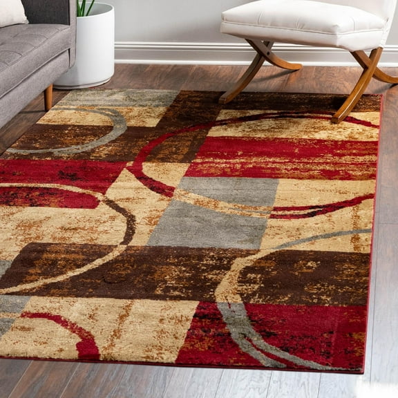 Unique Loom Barista Collection Area Rug - Kouillou (10' x 14' 1" Rectangle Multi/Brown)