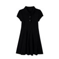 thumbnail image 5 of Girls Uniform Polo Dress Toddler Button Callor Short Sleeve Solid Tennis Dress A-Line Athletic Dresses for Kids,Black,150, 5 of 10