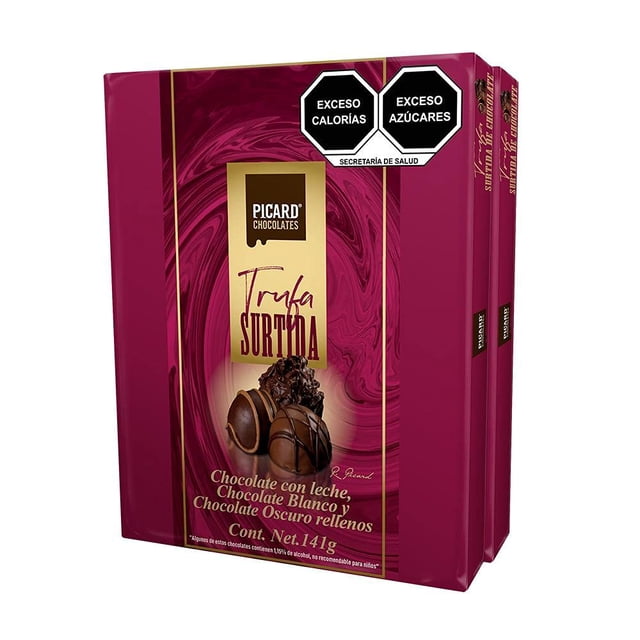 Estuche de trufas surtidas de chocolate con leche y obscuro, Chocolates Picard, 2 estuches de 141 g c/u