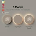 thumbnail image 3 of Mooas Luna Llena Led Silencioso Reloj De Pared Digital De Madera con Control Remoto Luz De Fondo Luz Nocturna Reloj De Pared De Madera Digital Amanecer Alarma Melodía 5 Niveles Brillo Moderno Decorati, 3 of 9
