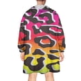 thumbnail image 2 of Colorful and Black Of Leopard Print Wearable Oversized Blanket,Wearable Blanket Hoodie for Adults,Cozy Hooded Blankets with Super Pockets,Super Warm Fuzzy Pullover for Women & Men, 2 of 6