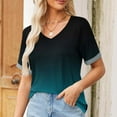 thumbnail image 2 of Ltctricy Women's T Shirts Plus Size Short Sleeve V Neck Gradient Basic Tee Tops Loose Casual Tunic Blouses, 2 of 7