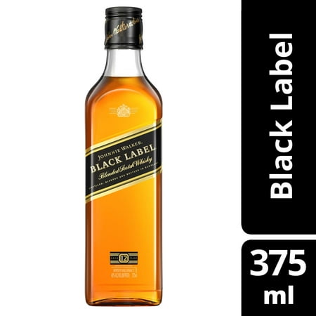 Johnnie Walker Black Label Blended Scotch Whisky, 375 mL, 40% ABV