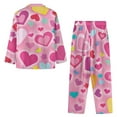 thumbnail image 2 of Renewold Valentine's Day Pajama Set for Women Soft Comfy Jogger Yoga Sweatsuit Sleepwear Size 4XL 2 Pieces Colorful Hearts Daily Wear Pjs Button Lounge Wear, 2 of 6