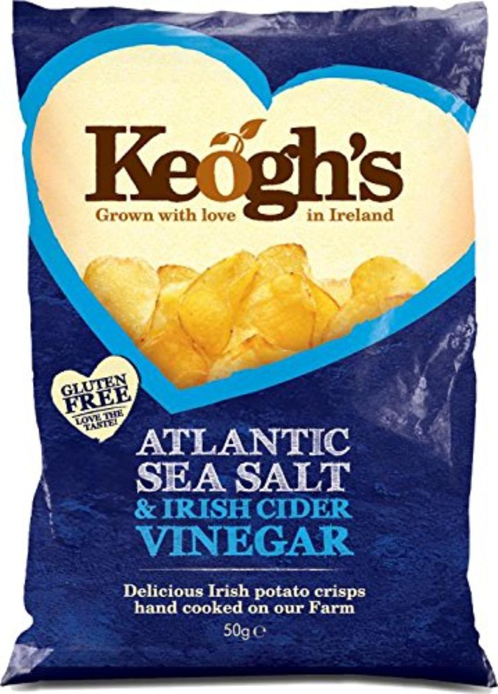 Keogh's Atlantic Sea Salt and Irish Cider Vinegar Crisps 50g x 3, Enjoy