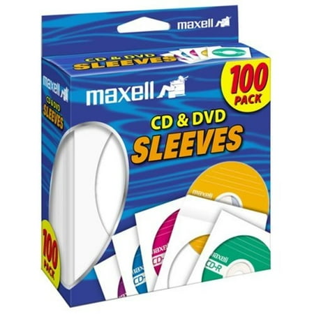 Maxell CD-402 CD/DVD Sleeves (100-Pack) - Slide Insert - White