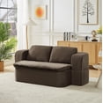 thumbnail image 4 of Tmsan 74.8" Convertible Sofa Bed,Corduroy Floor Sofas with Comfy Blanket and 2 Soft Pillows, 2-in-1 Fabric Loveseat Couch with Deep Seat, Curved Sleeper Couches for Living Room,Bedroom,Brown, 4 of 7