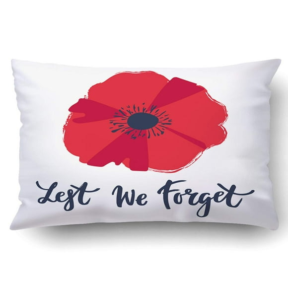 RYLABLUE Of A Bright Poppy Flower Remembrance Day Symbol Lest We Forget Lettering Pillowcase Pillow Cushion Cover 20x30 inch