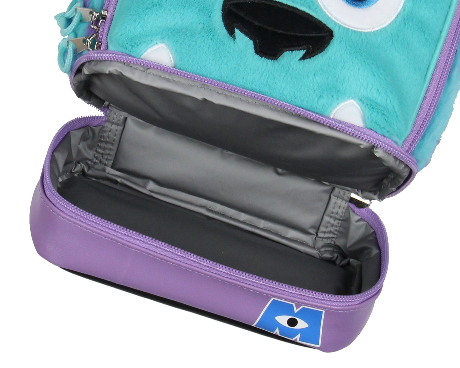 Disney Monsters Inc Sulley Lunch Bag – Plush Fuzzy 3D Horns Insulated Dual Compartment Lunch Box Tote 10"