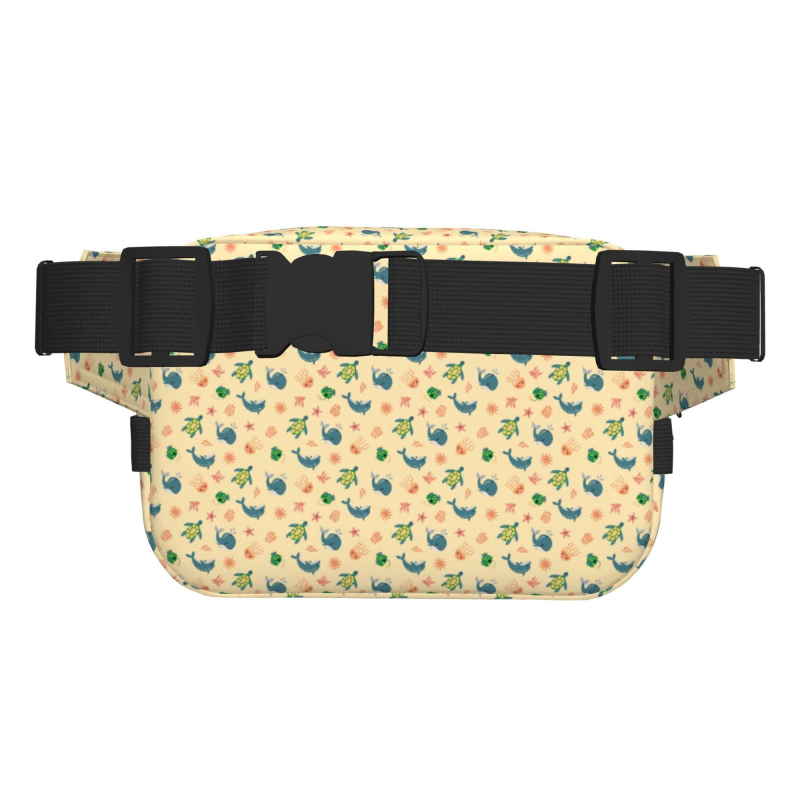 Picia Sea Turtle And Whale Print Square Double-Layer Waist Bag Mini Adjustable Waist Belt Bag Exercise Running Travel Hiking