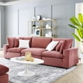 thumbnail image 1 of Modway Commix Down Filled Overstuffed Performance Velvet 3-Seater Sofa in Dusty Rose, 1 of 10
