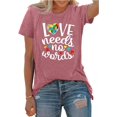 Love Needs No Words Shirts Autism Women Puzzle Inspirational Graphic