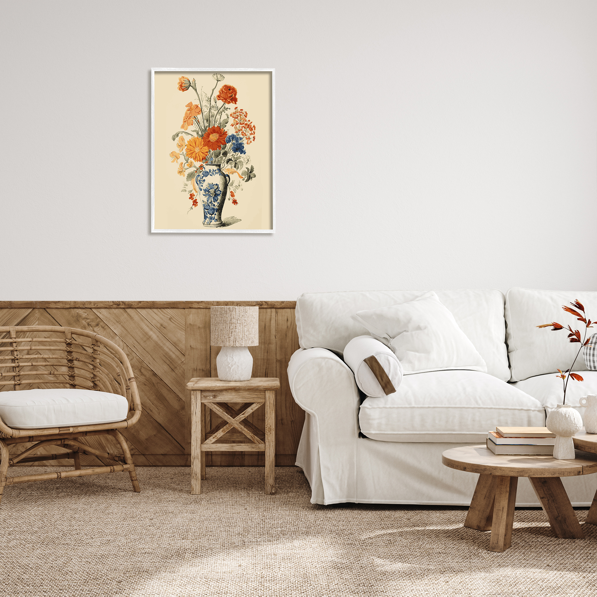 Stupell Industries Ornate Pottery Bouquet Botanical & Floral Painting White Framed Art Print Wall Art, 24 x 30