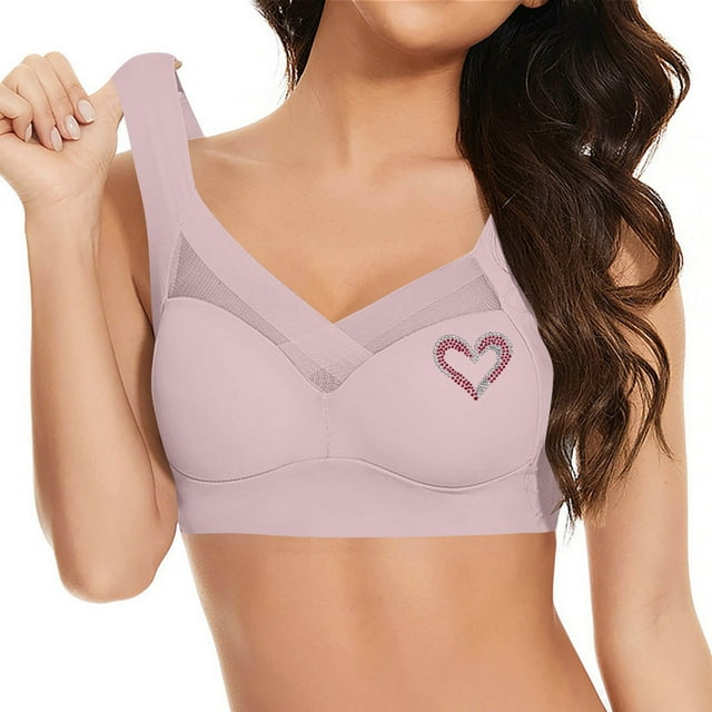 Bmisegm Ladies Wireless Lace Bralette Daily Comfort Plus Size Adjustable Design for Enhanced Support and Shape Pink XXXXXL