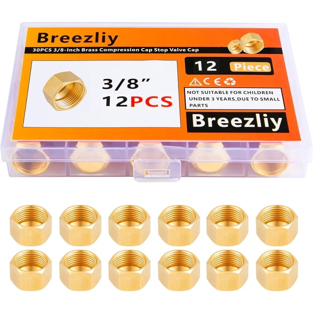 LAICAIW 12 Pcs Bouchon de Compression en Laiton 3/8 Pouces Bouchon de Valve d'Arrêt, Raccord de Compression en Laiton