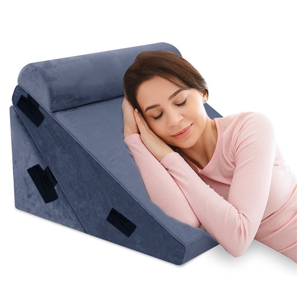 Bed Wedge Pillow Adjustable 9&12 Inch Folding Memory Foam Incline Cushion System for Legs and