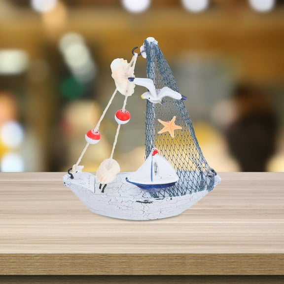 Mobutofu Nautical Style GooHochy Wooden Boat Model Mini Sailboat for Desk or Tabletop Decoration