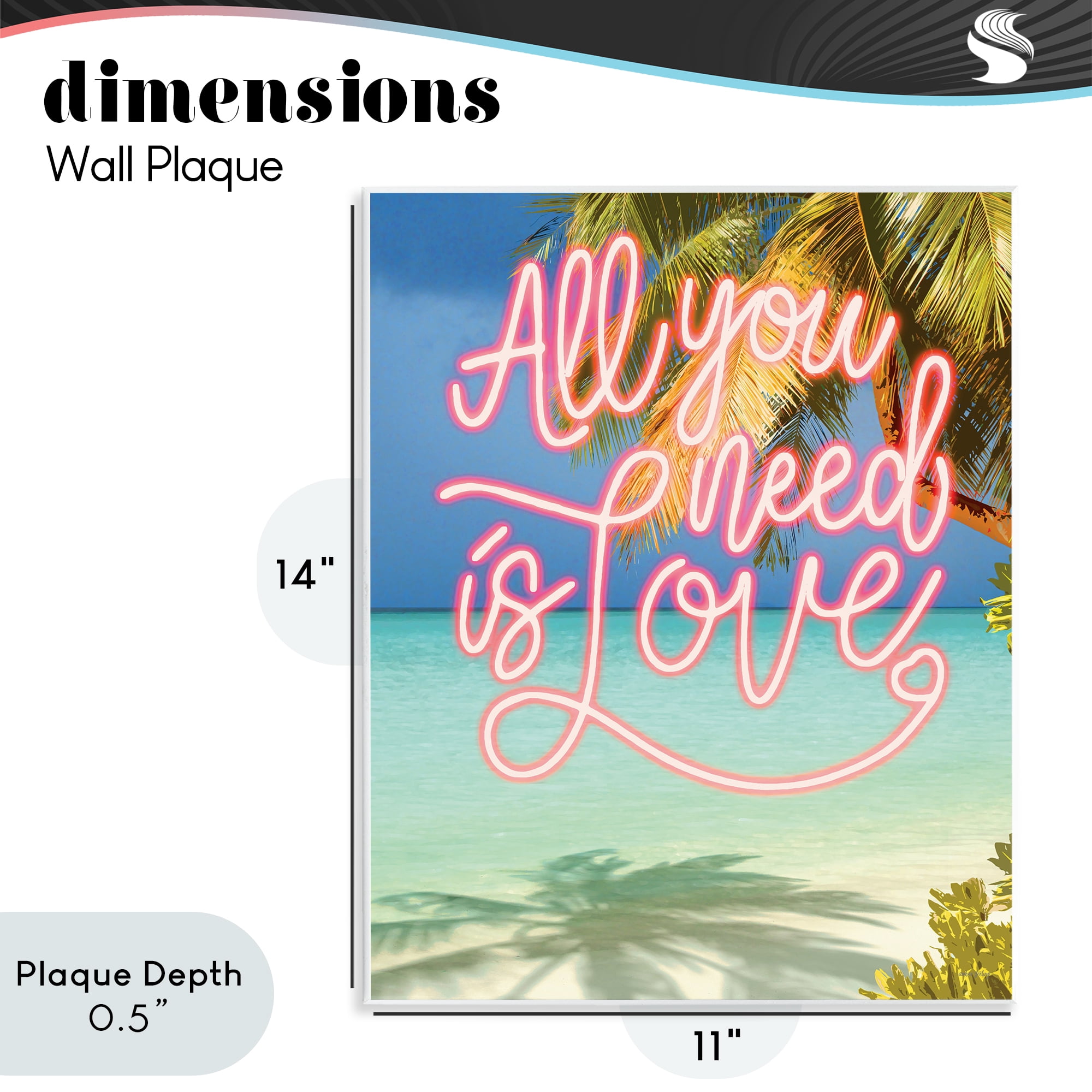 Stupell Industries Tropical All You Need Is Love Wall Plaque Art, design by Amber Sterling