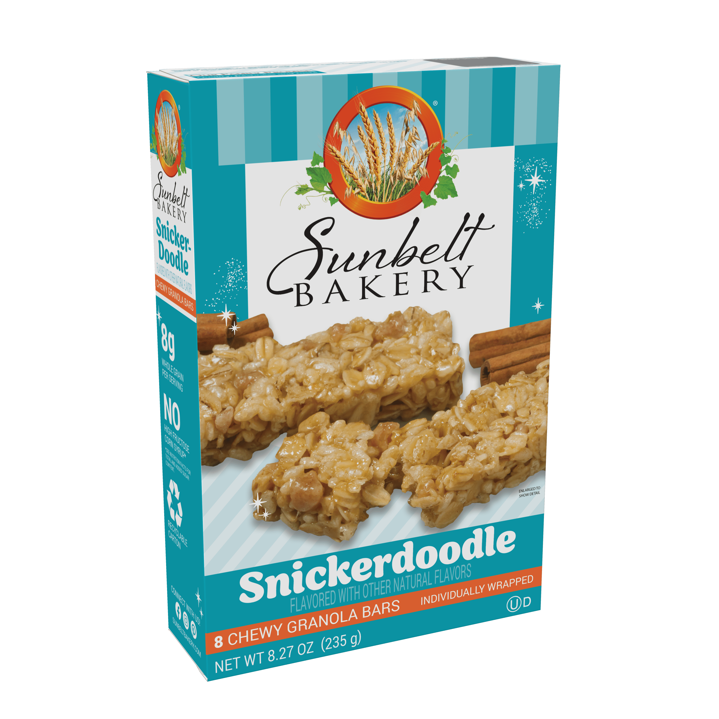 Sunbelt Bakery Snickerdoodle Chewy Granola Bars, 12 Boxes, 96 Individually Wrapped