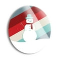 thumbnail image 2 of Colorful Snowman Blue Green Red Stripes 24 inch Glass Round Wall Hanging Sign, 2 of 4
