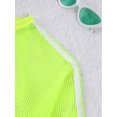 thumbnail image 4 of Yruioon Kids Girls Mesh Long Sleeve Crop Top for Workout Gymnastic Dance Sports Round Neck Pullover Fluorescent Green 16, 4 of 6